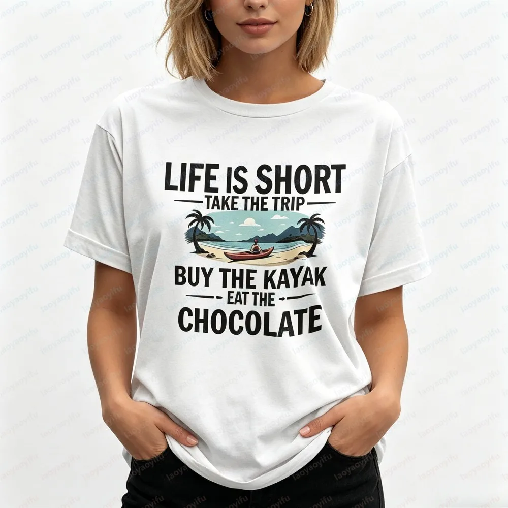 Fashion Unisex Summer Short Sleeve T-Shirt Leisure Vacation Beach Trip Motivational Print Comfort Cotton Tee Trendy Casual Top