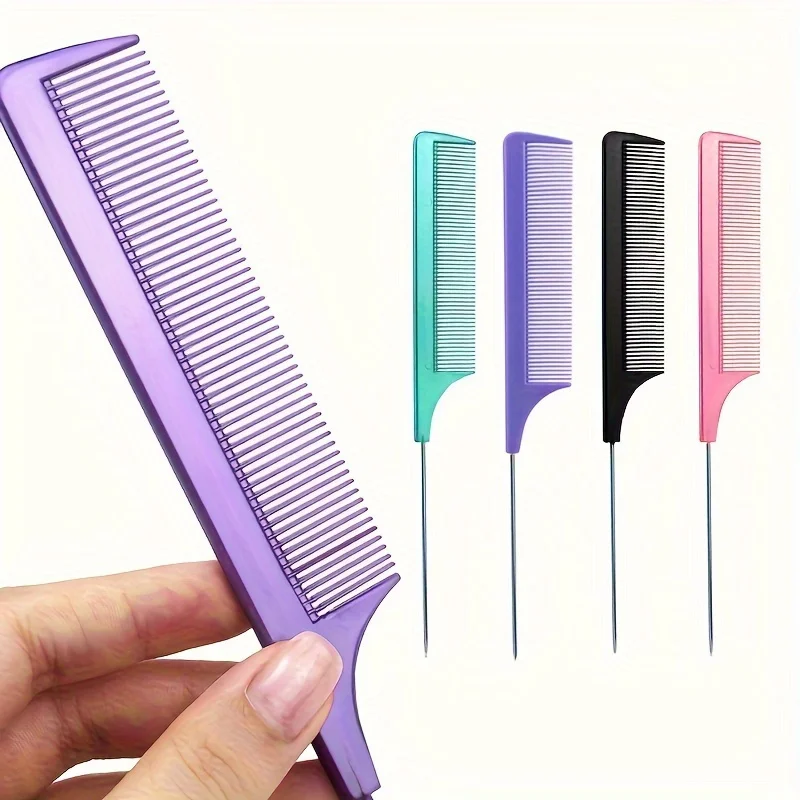 Professional Salon and Home Comb - Fine Toothed Mouse Tail Needle, Durable Metal Construction - Suitable for All Hair Types