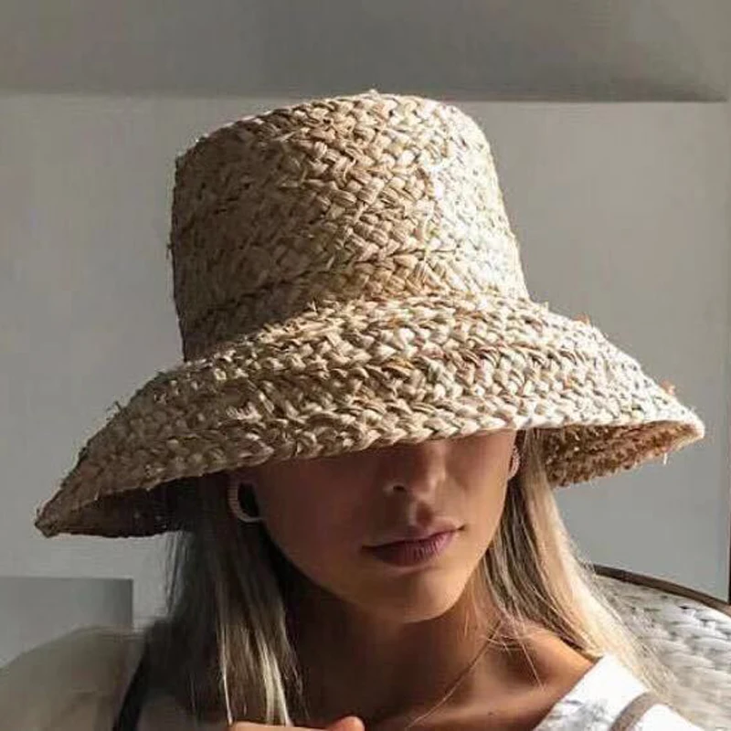 Women Wide Brim Raffia Sun Hat Women Beach Straw Hat Summer ins Hepburn Vacation Bucket Hat Ladies UV Protection Hat Wholesale ﻿