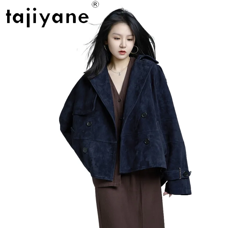 TAJIYANE Genuine Leather Jacket Woman Crossbreed Sheepskin Suede Outerwear Loose Leather Coat Short Jackets for Woman 자켓 2026