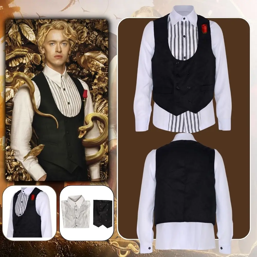 The Hunger Cos Games Coriolanus Snow Cosplay Fantasia Costume Disguise Adult Men Shirt Vest Pants Outfits Male Halloween Suit