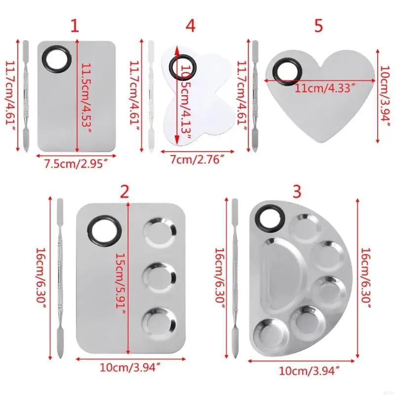 W89C สแตนเลสสีสแตนเล็ตถาดผสมไม้พายชุดไม้พายสำหรับเล็บซัพพลาย