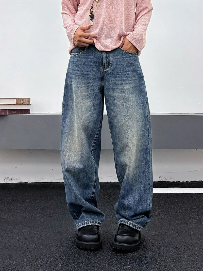 

Faionable Retro Waed Straight Leg Jeans Loose High Street Versatile Wide Leg Jeans Casual ex Denim Pants Autumn Wear