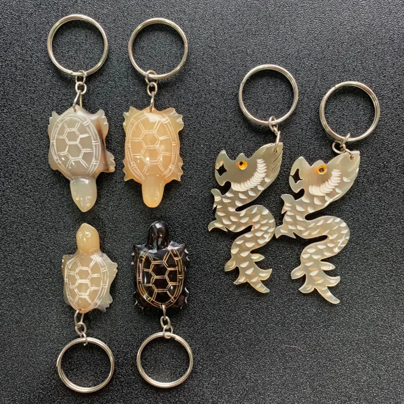 Horn Key Pendants Keychain Horn Small Turtle Horn Small Dragon Ornament Horn Comb Factory Wholesale