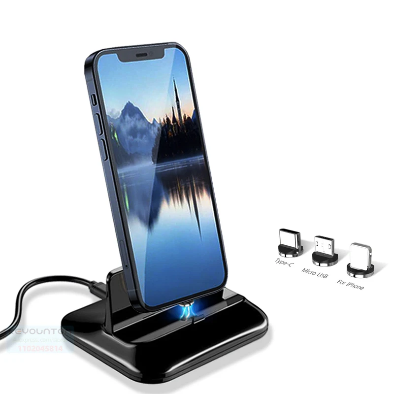 USB Magnetic Phone Charger For Smartphone Dock Station Charger For iOS Android Type-C Micro Stand Ho