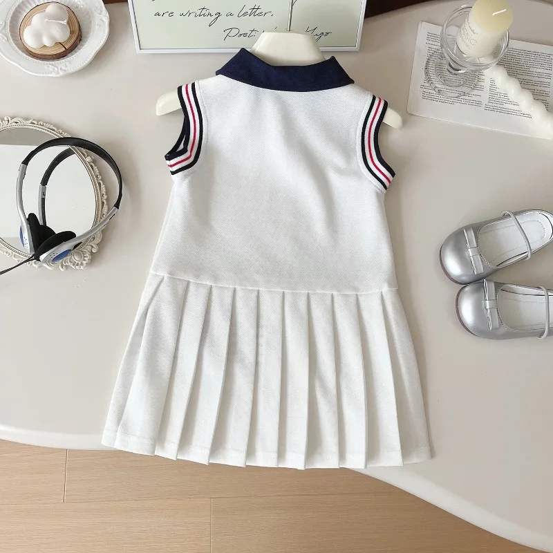 Girls Dress Summer Lapel Striped Kids Dresses Fashion Children Casual Dress Toddler Girl Sport Style Princess Dresses 2-6Yrs