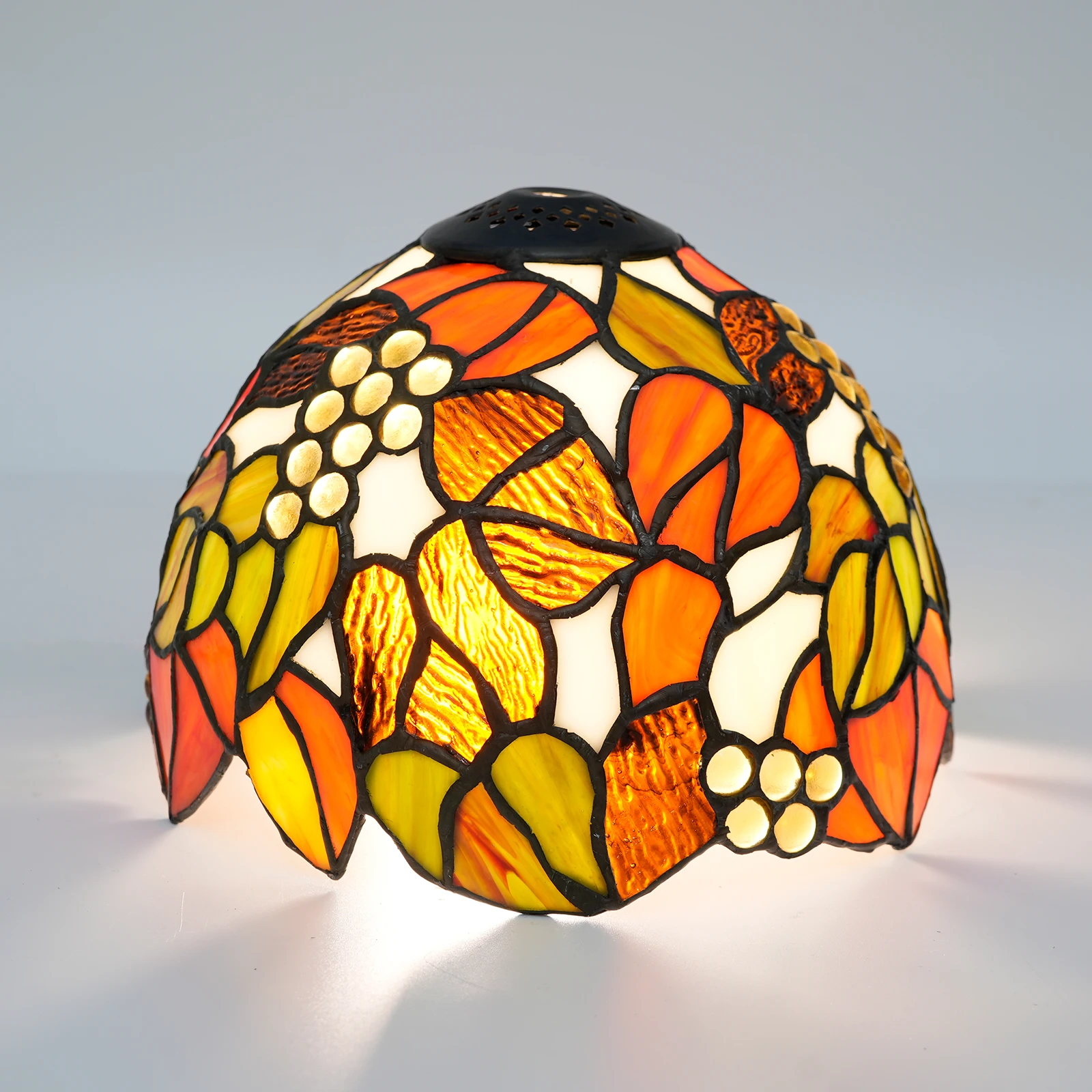 8-Inch Lampshade Replacement, Maple Leaf Stained Glass Lamp Shade Only for Table Lamps Pendant Lamp Wall Lights, Small Hole
