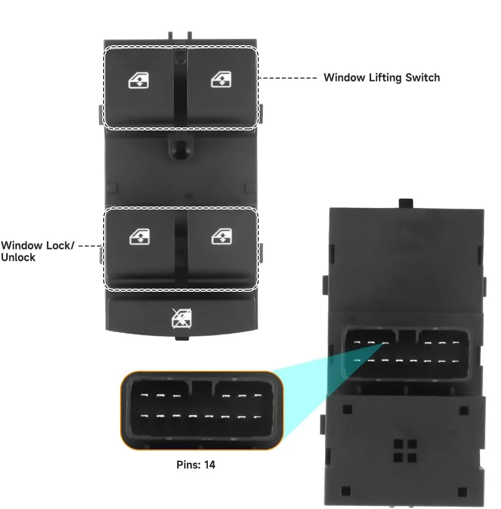 For GMC Chevrolet Sonic Trax 2012 2013 2014 2015 2016 95188244 Master Power Electric Window Switch Lifter Control Button