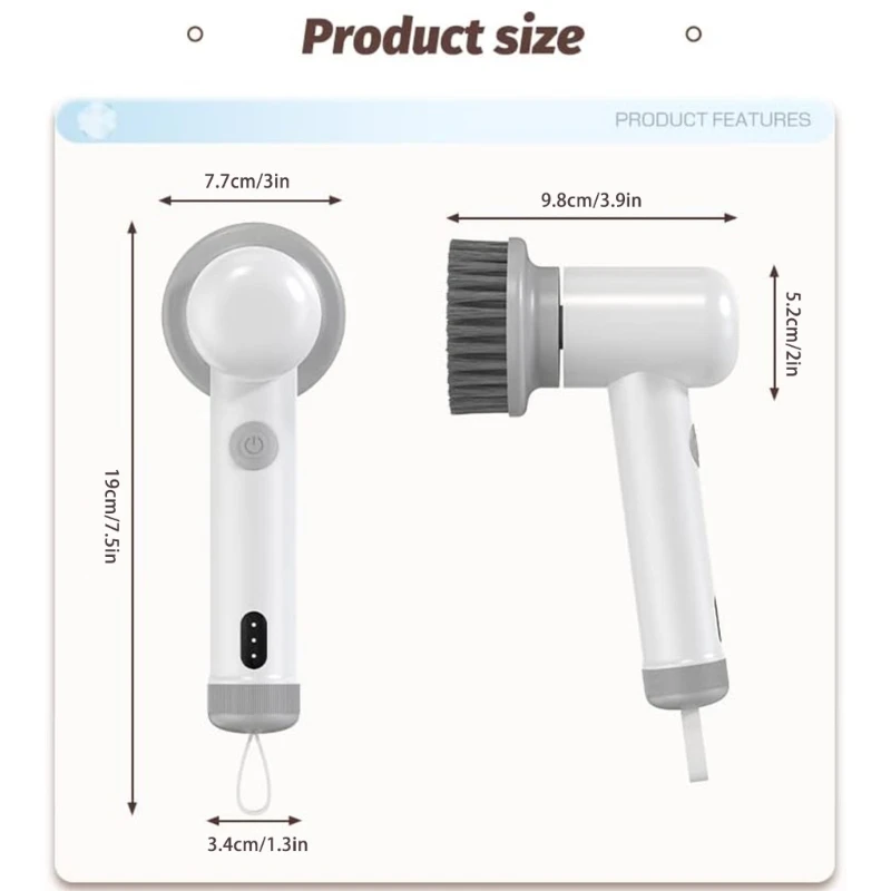 전기 스핀 스크러버 청소 브러시 ​​다기능 가정용 브러시 주방 그릇용 경량 스핀 스크러버 드롭 배송