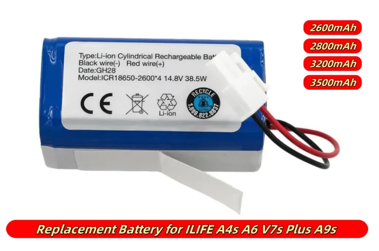 

Replacement Battery for ILIFE A4s A6 V7s Plus A9s W400 Robot Vacuum Cleaner INR18650 M26-4S1P Batteries 2600mah14.4v/14.8v, Blue