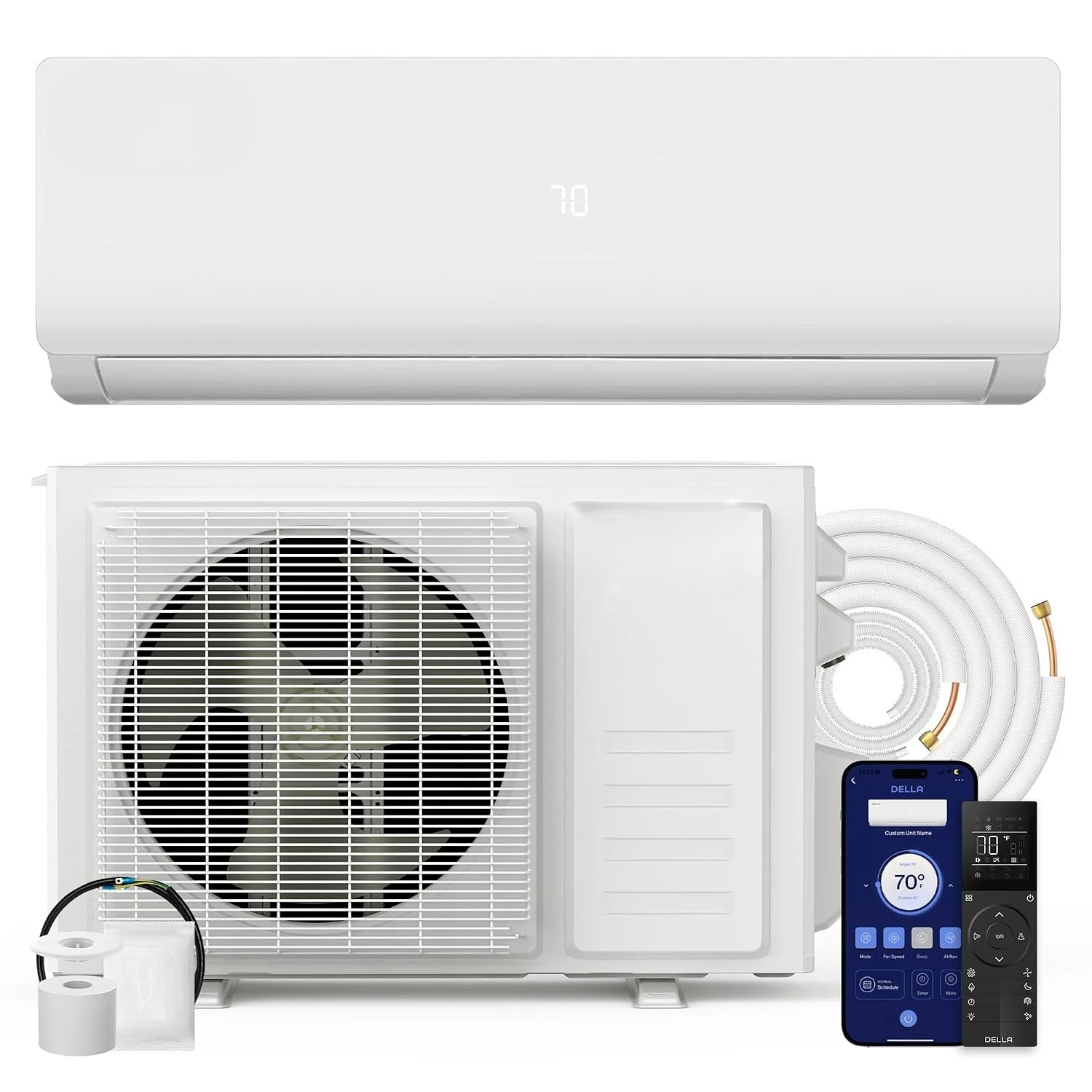 18000 BTU Wifi Mini Split AC, Alexa Compatible 21 SEER2 Cools 1000 Sq.Ft, Energy Efficient 230V Ductless Inverter System, Custom