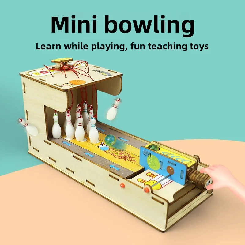 Bowling student puzzle early education wooden desktop parent-child interactive toy petanque elastic ball