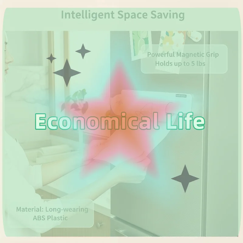 [MOA]Kitchen Paper Holder Non-drilling Fresh Wall-mounted Refrigerator Magnetic Towel Holder Side Cabinet For Storing Items[MOA]