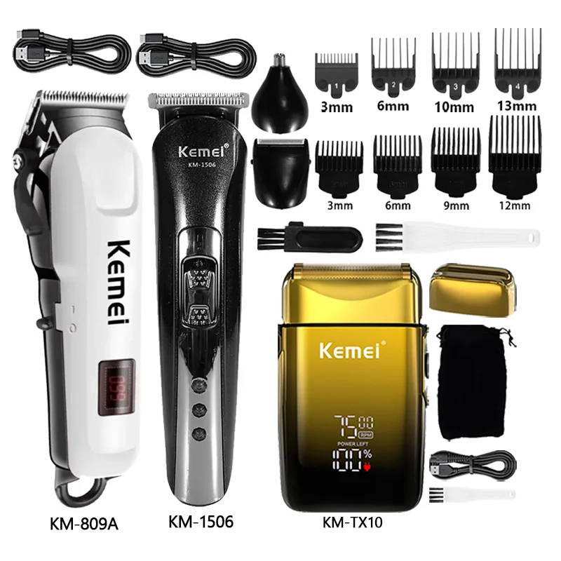 

Машинка для стрижки волос Kemei Km-809A Km-1506 Km-TX10 Парикмахерская машина для стрижки волос Машинка для стрижки волос Беспроводная аккумуляторная бритва