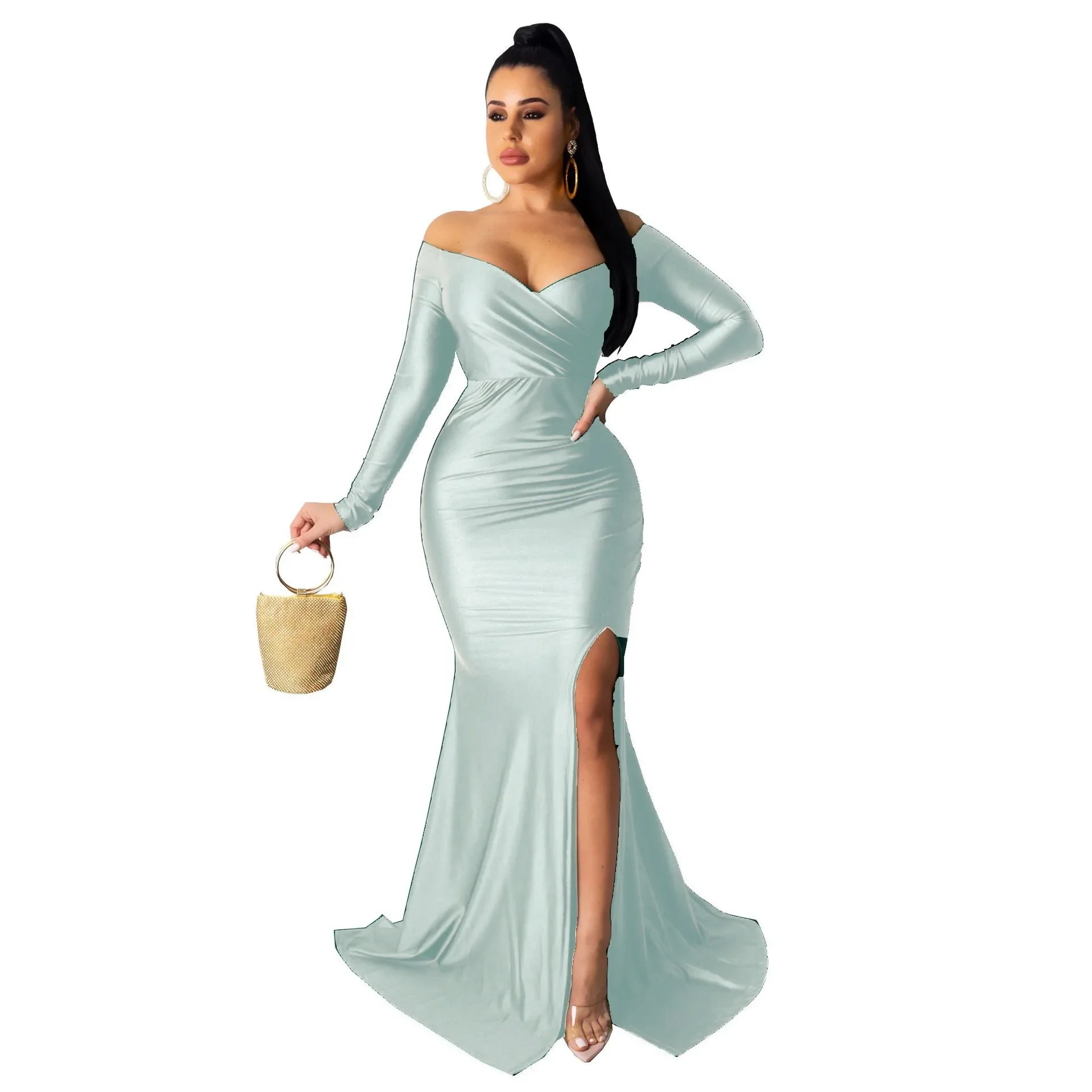 New Split Fashion Temperament Sexy Evening Cocktail Dress European and American Women's Dress