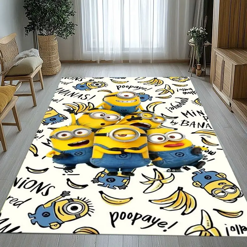Funny Kawaii M-Minions Cartoon Area Rug,Soft Non-Slip Carpet Mat for Living Room Bedroom Playroom,Sofa Floor Rug,Home Decor Gift