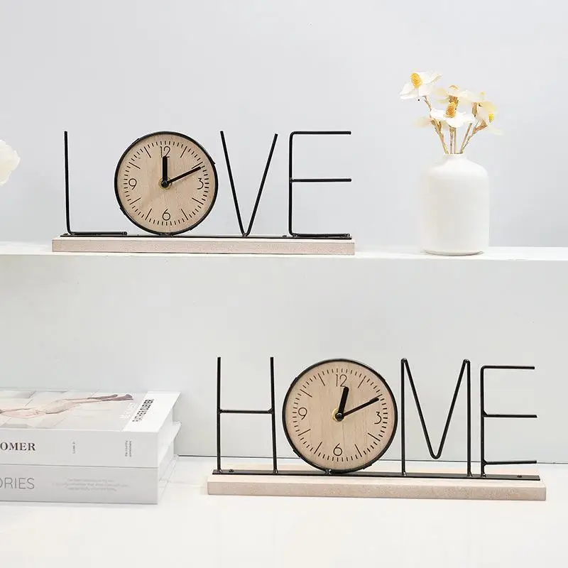 1 Piece  Wooden Nordic Style Table Clock - Creative Art Ornament Fashion Desktop Clock for Home Living Room Decor