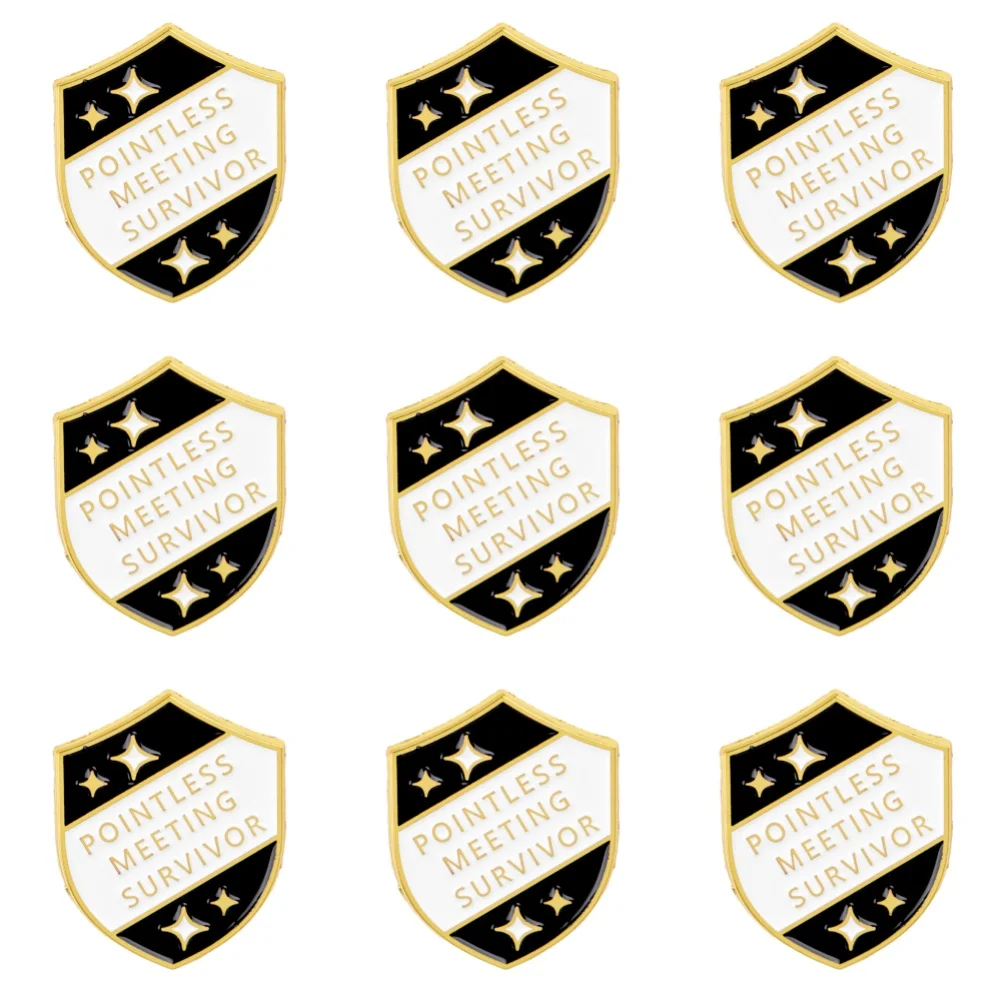 9 Stück „POINTLESS Meeting“ Emaille Pin Schild Brosche Set Damen Broschen Mode Revers Abzeichen Schmuck Geschenk für Freunde