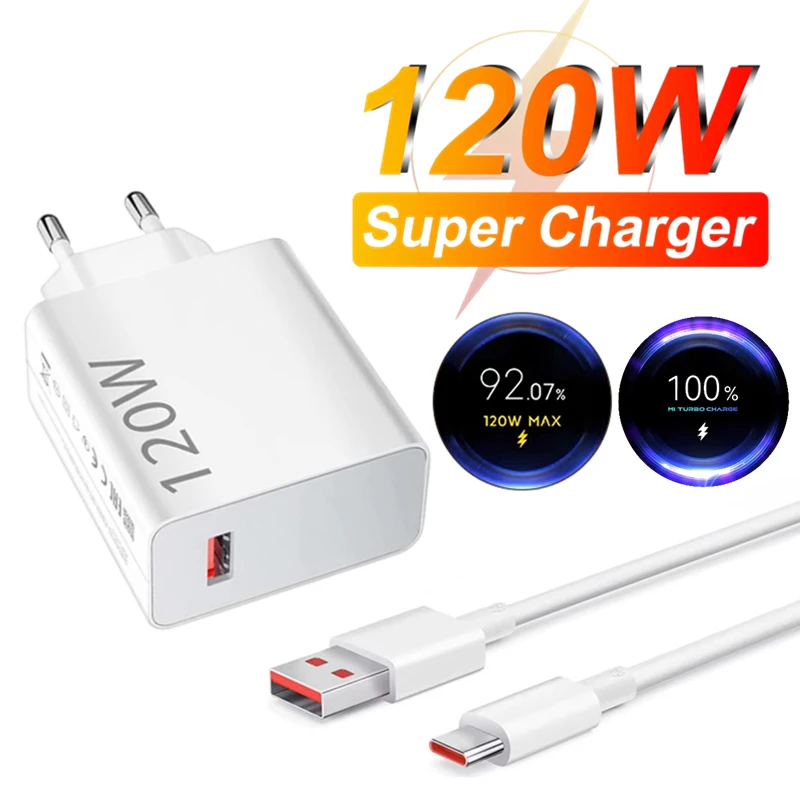 

Сверхбыстрое USB-зарядное устройство мощностью 120 Вт для Xiaomi 12, 13, 14, 15 Ultra, 17 Pro Max, Redmi Note 13, 14, 15 Pro, POCO X6, X7, кабель для быстрой зарядки Type-C