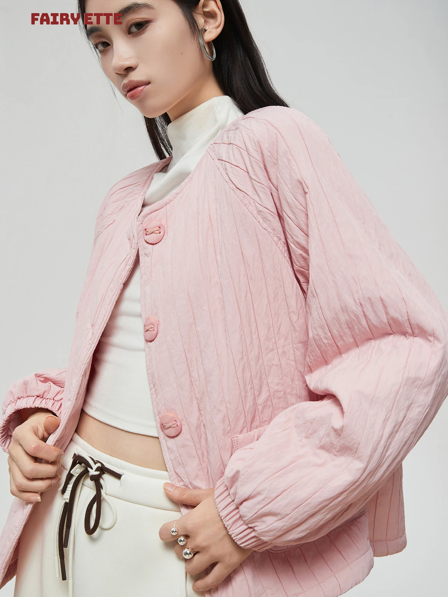 

Розовая теплая женская кофта из 100% шерсти с круглым вырезом, ультра-красивой текстурой, свободного кроя, новинка зимы