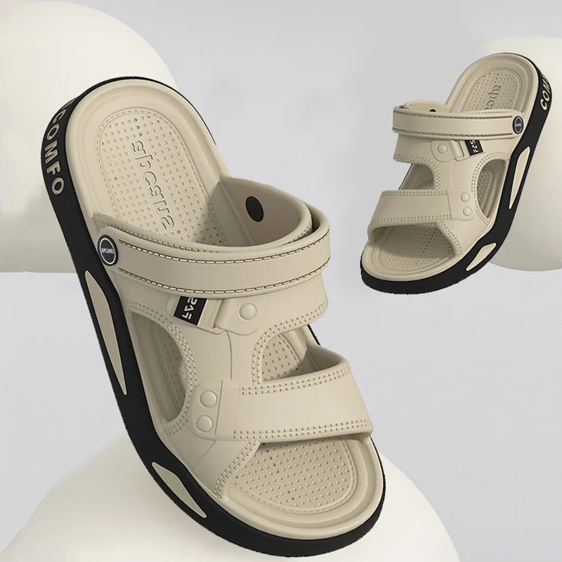 Men's Slippers Summer Outdoor Couple's Beach Sandals EVA Soft Thick-soled Indoor Home Slides Fashion Non-Slip Bathroom Slippers