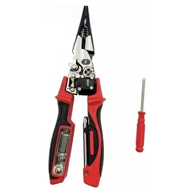 A96I-Multifunctional Metal Electrician Wire Strippers Tool Set, Wire Stripper, Diagonal & Nose Pliers With Voltage Tester