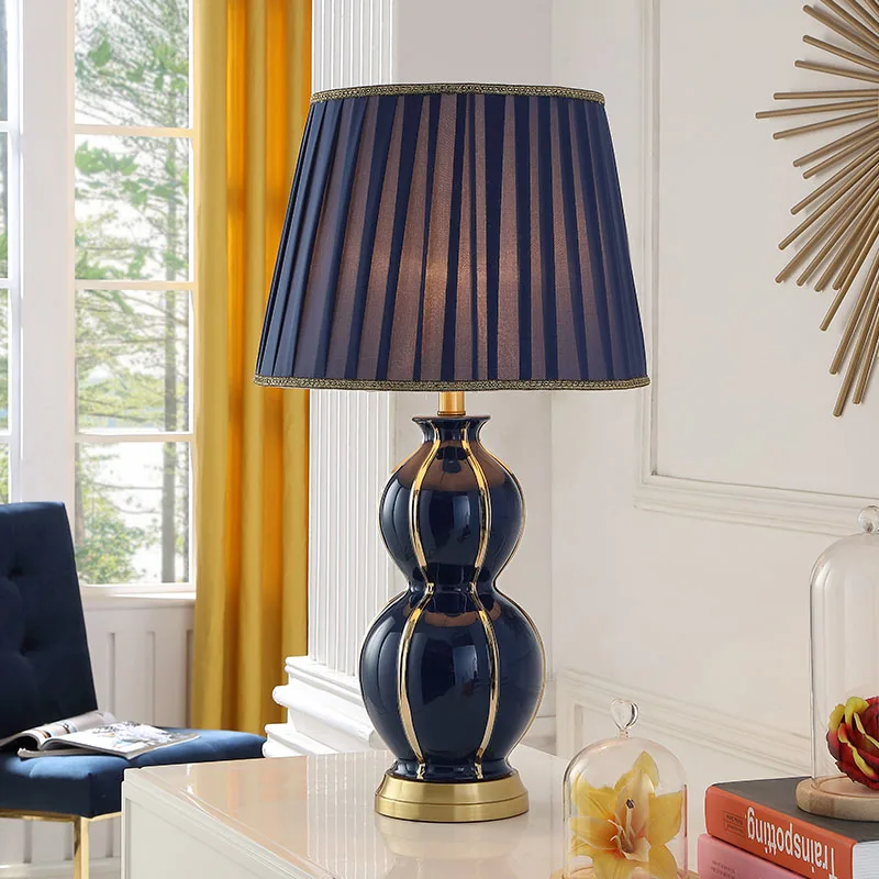 

American ceramic table lamp bedroom bedside lamp Mediterranean creative light luxury living room