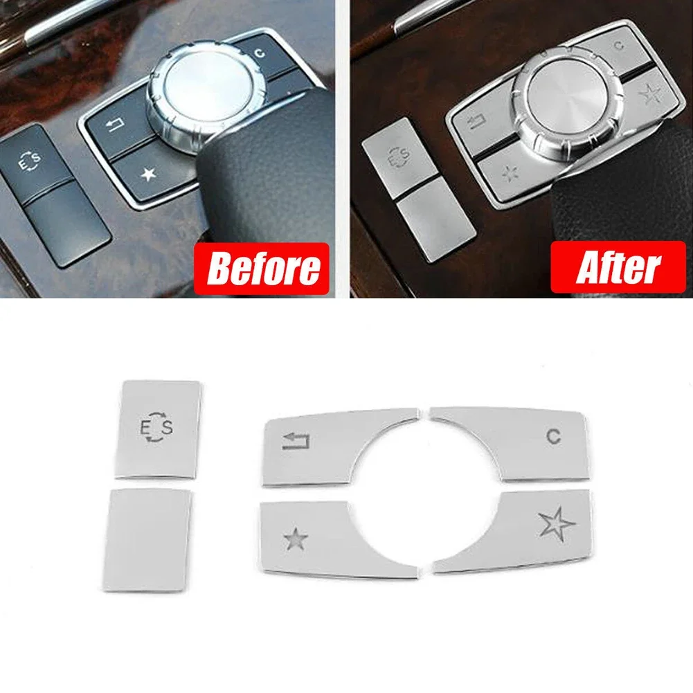 New 6Pcs Center Console Multimedia Button Cover For E Class W212 10-15 Direct Replacement  Car Accessories