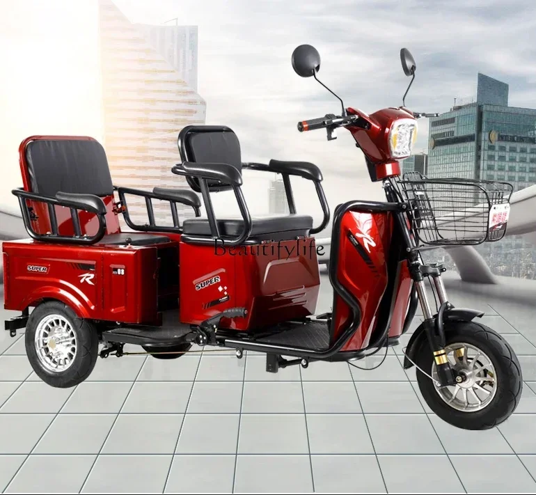 Passenger and Cargo Dual-Purpose Double Electric Tricycle Adult Disabled Three-Person Pick-up Children