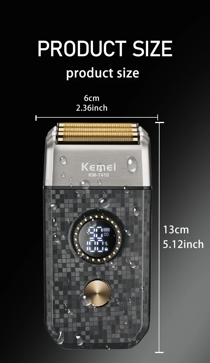 Kemei Wiederaufladbarer Kabelloser Rasierer für Männer Dreifachklingiger Wechselrasierer für Bart und Gesicht Multifunktionaler Starker Trimmer KM-T410 – Detail 12