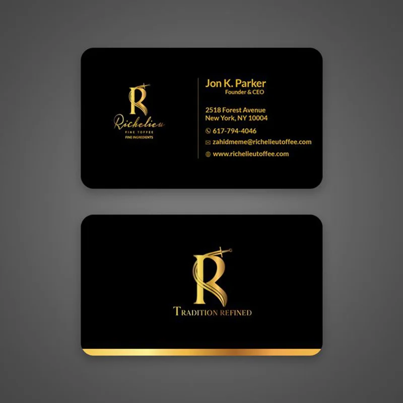

200Pcs Custom Embossed Gold Foil Business Cards Thank You Cards Double Sided Printing Premium Texture Personalized Name Cards