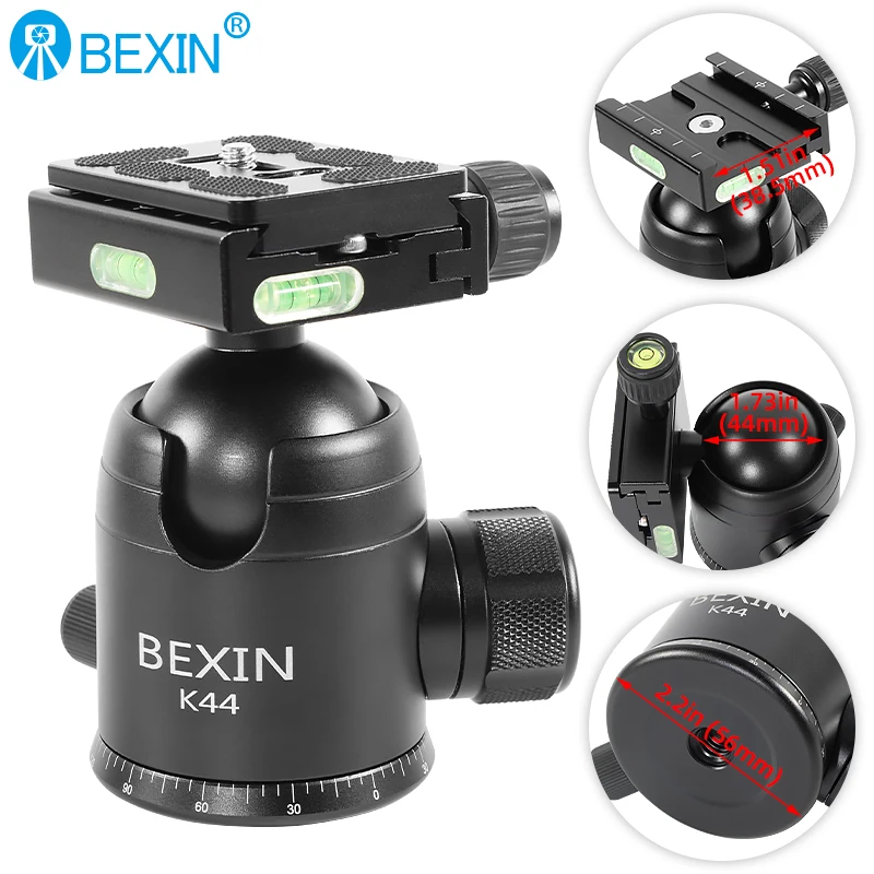 Cabeça de bola de tripé de câmera resistente com placa de sapata rápida cabeça panorâmica de 360 graus para monopé, slider, câmera dslr, filmadora