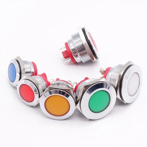 Imagen 2 del producto 16mm 19mm 22mm luz indicadora de Metal luz de señal LED Terminal de Pin Terminal de tornillo 3v 6v 12v 24v 110v 220v rojo naranja verde azul