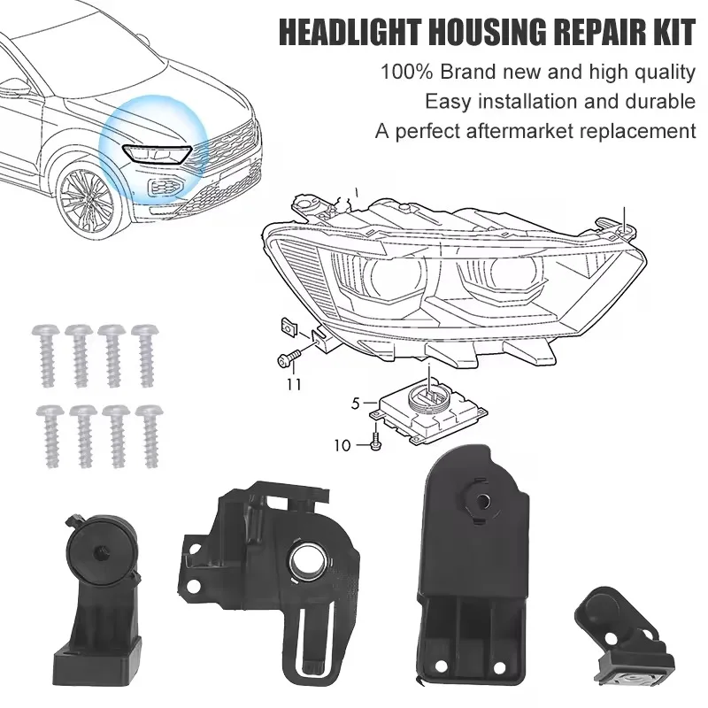 2GA998225A 2GA998226A Left Right Front Bumper Headlight Bracket HeadLamp Repair Kit For VW T-Roc facelift 2021 2022 2023 2024