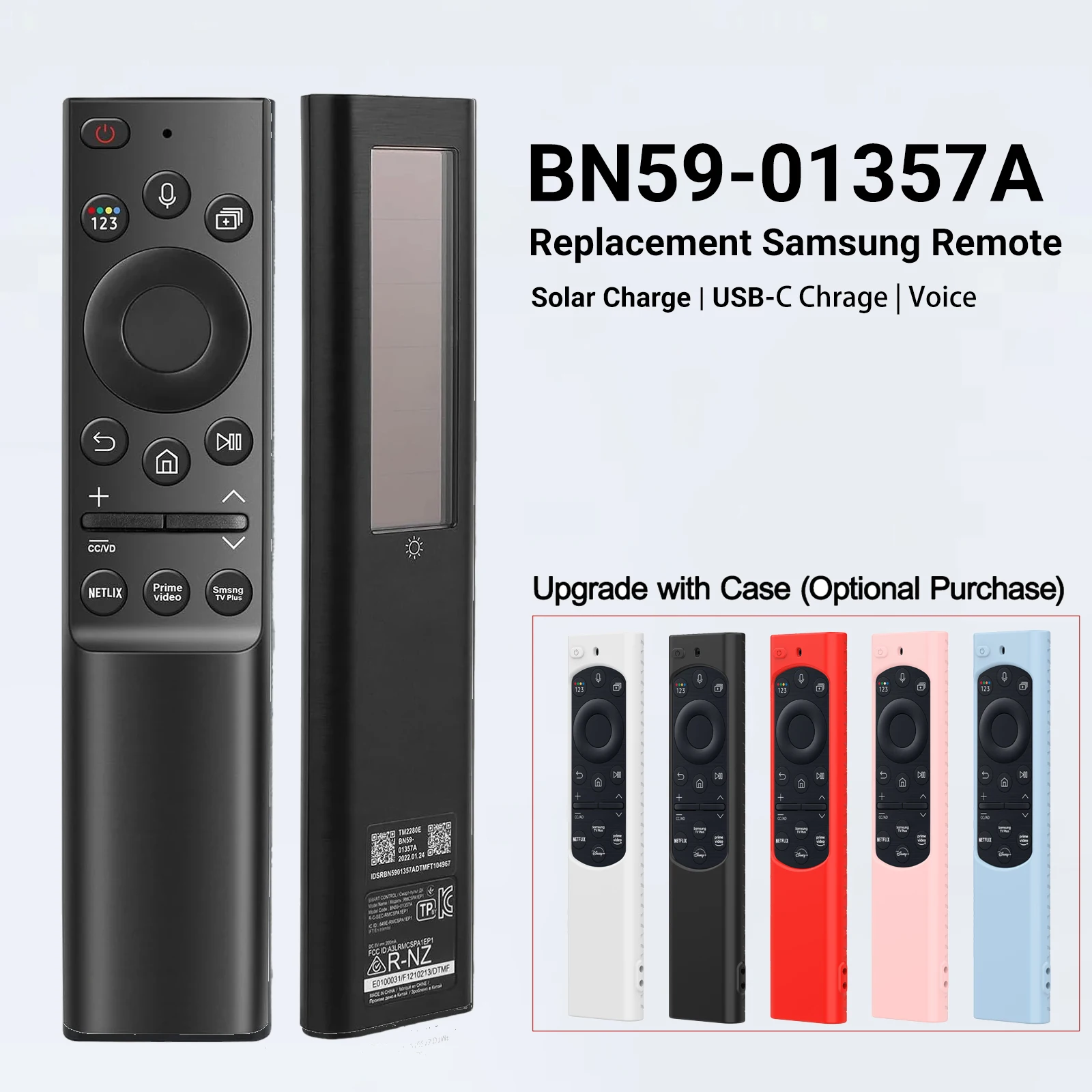 BN59-01357A 01357L 01363L 01364TM2180E Solar Voice Remote Compatible with Remote Solar/USB-C Charging for Samsung Smart TVs Neo