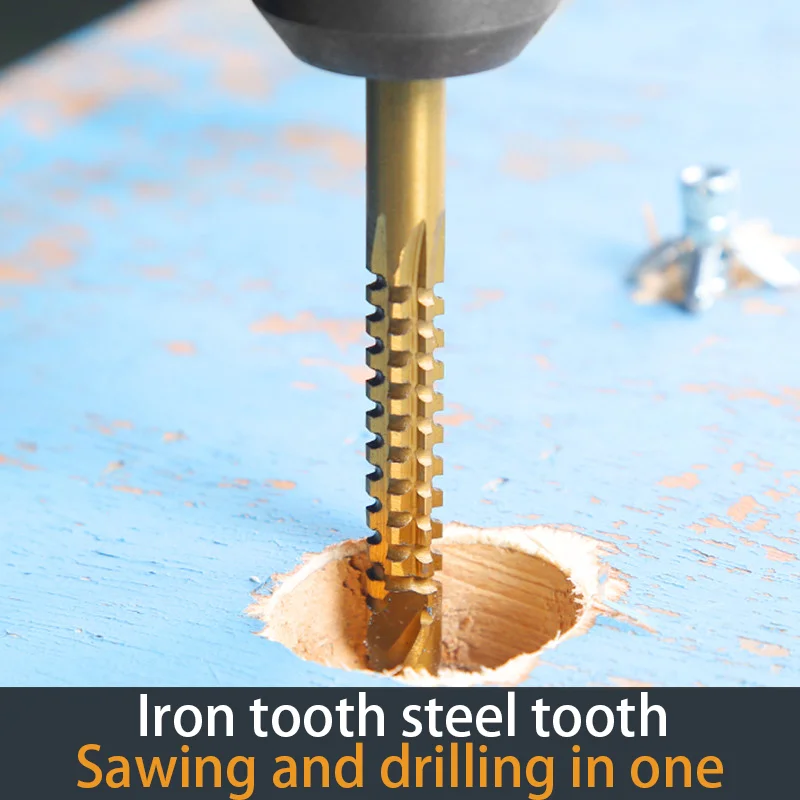Saw tooth drill Fried Dough Twists drill woodworking tools, large horizontal hole drill, slot milling hole drilling square hole