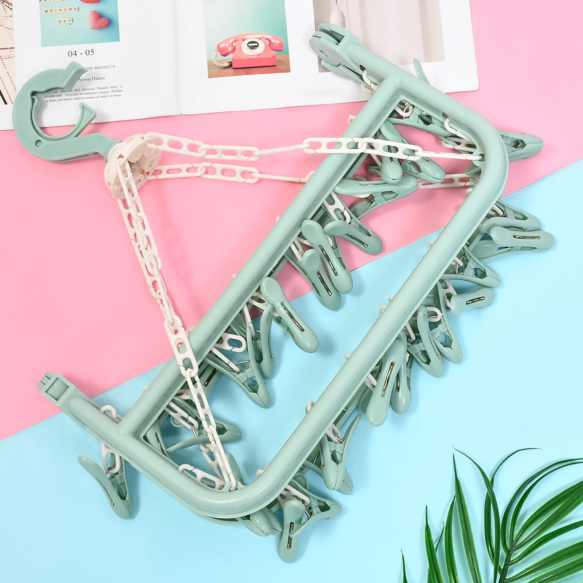 32 Peg Dryer Washing Line Airer Clothes Horse Underwear Socks Pants Hanger