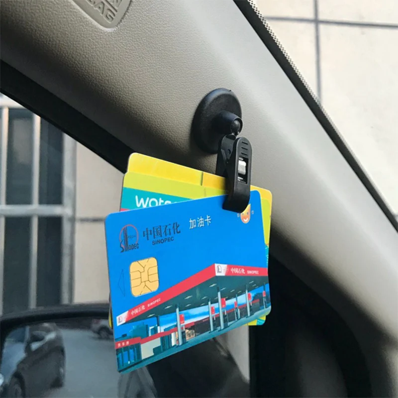 2/4 Pcs Car Interior Window Clip Black Plastic Car Suction Clips Removable  Holder for Windshield Sunshade Curtain Paper Receipt