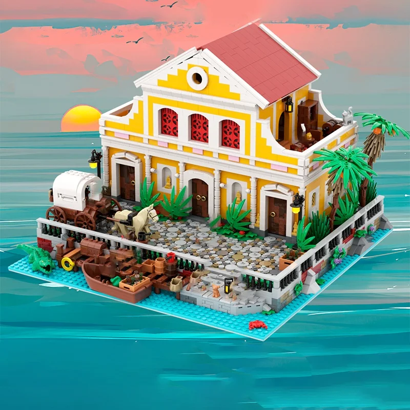 3843 قطعة MOC هافانا منزل القراصنة العالم 4 القراصنة نموذج هدايا عيد الميلاد اللبنات العمارة لتقوم بها بنفسك اللعب فكرة الطوب الاطفال #6
