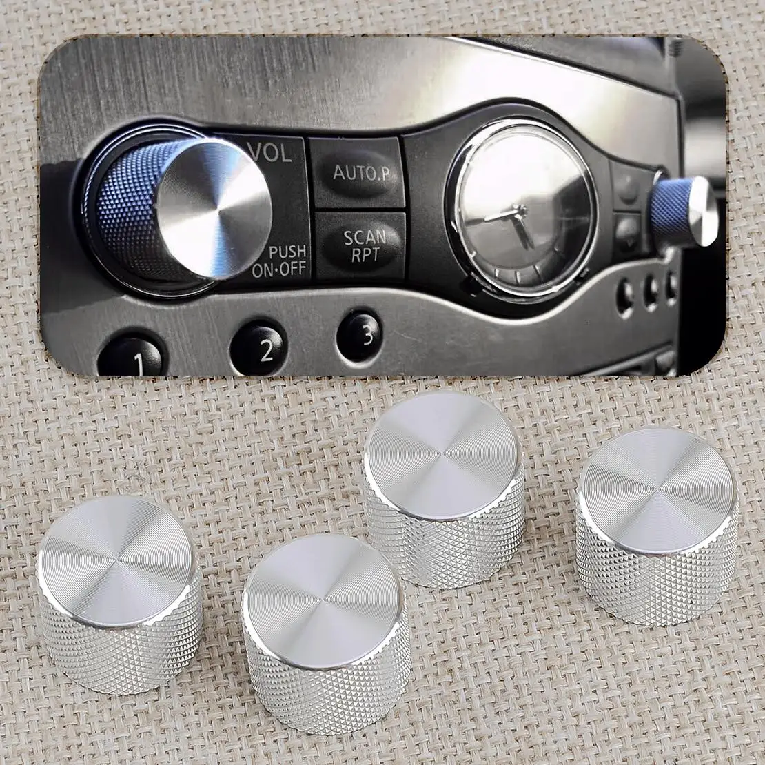 4Pcs Silver Front Radio & A/C Knobs Aluminum Alloy Fit for Infiniti G37 G35 Q40 Q60 FX35 37 50 QX50 QX70 EX35 37 Skyline V36