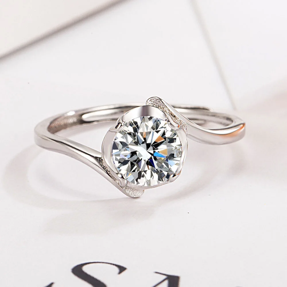 

Стерлингового серебра 925 пробы, стильное простое кольцо с поворотной рукой и лепестком циркона, подарок на день рождения, годовщину