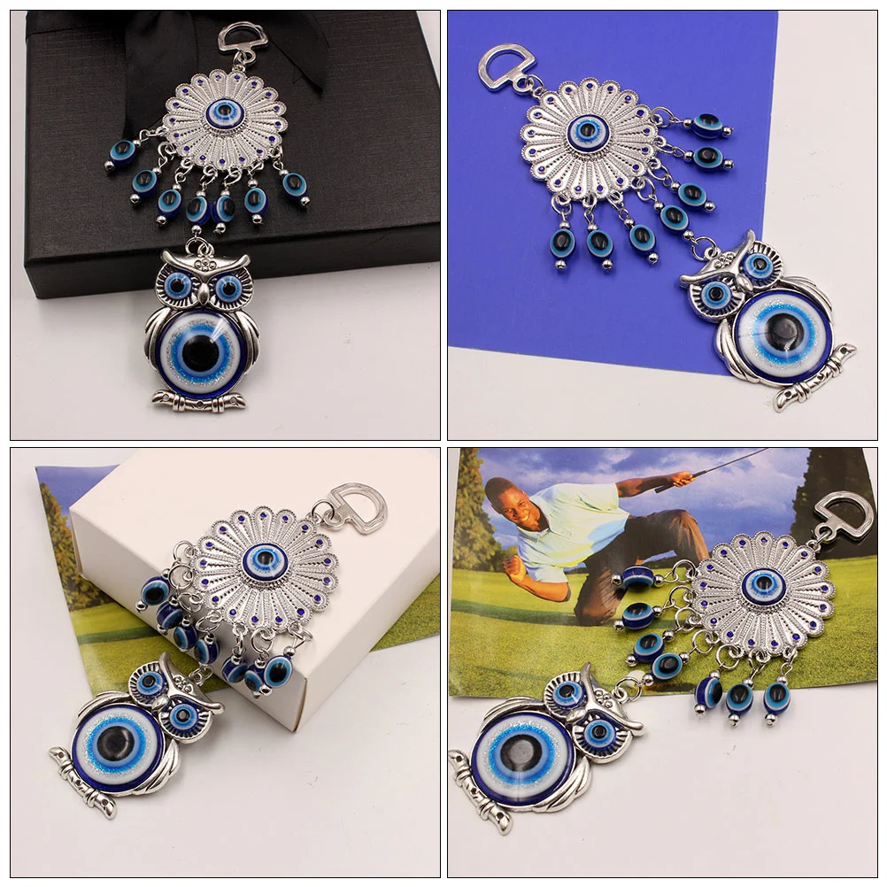 Blue Evil Eye Owl Keychain Key Charms Evil Eye Car Ornaments Amulet Charm Evil Eye Key Ring Home Decor Turkish Glass Amulet