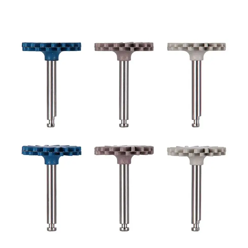 HOT 6Pcs/Set Dental Rubber Polisher Composite Resin Polishing System RA Disc Kit 14mm Wheel Spiral Flex Burs Tools 【SPECIAL OFFE
