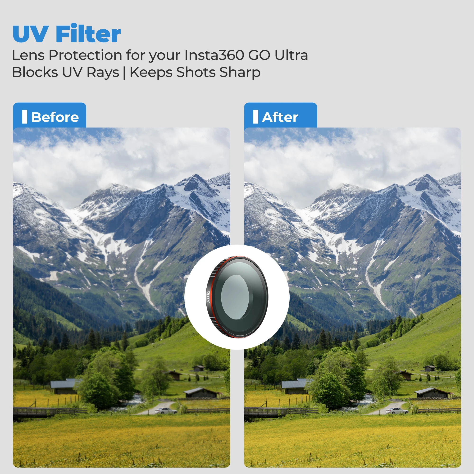 Freewell Einzelkamera-Filter, leuchtender schwarzer Nebel und UV-Filter für Insta360 GO Ultra Kameras, Fotozubehör – Detail 4