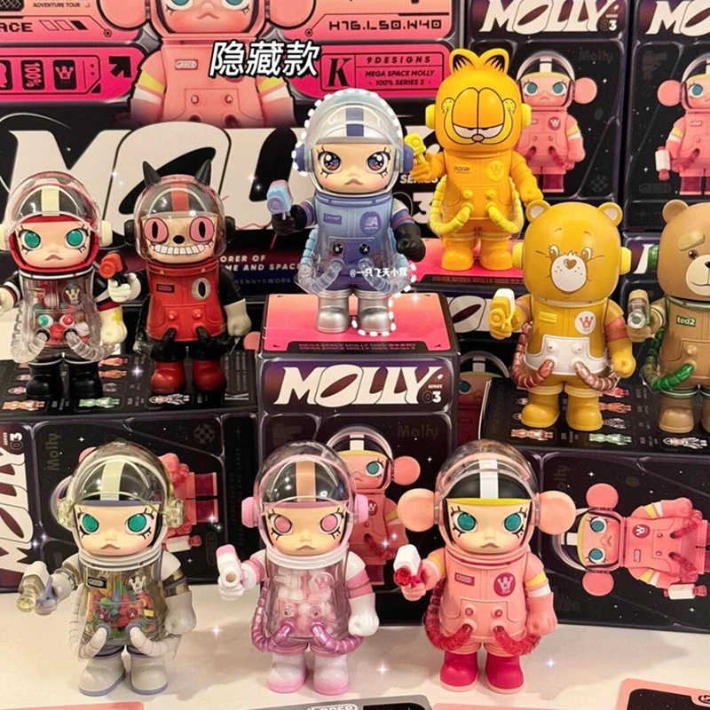 Action Figures Mega Space Molly 100% Anniversary Series 3 Generation Kawai Doll Desktop Decorations Toys Mystery Surprise Gifts