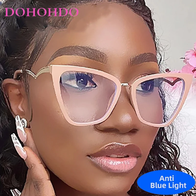 

Trend Classic Big Frame Cat Eye Metal Anti-Blue Light Glasses Women Men Fashion Designer Computer Optical Protection Spectacle