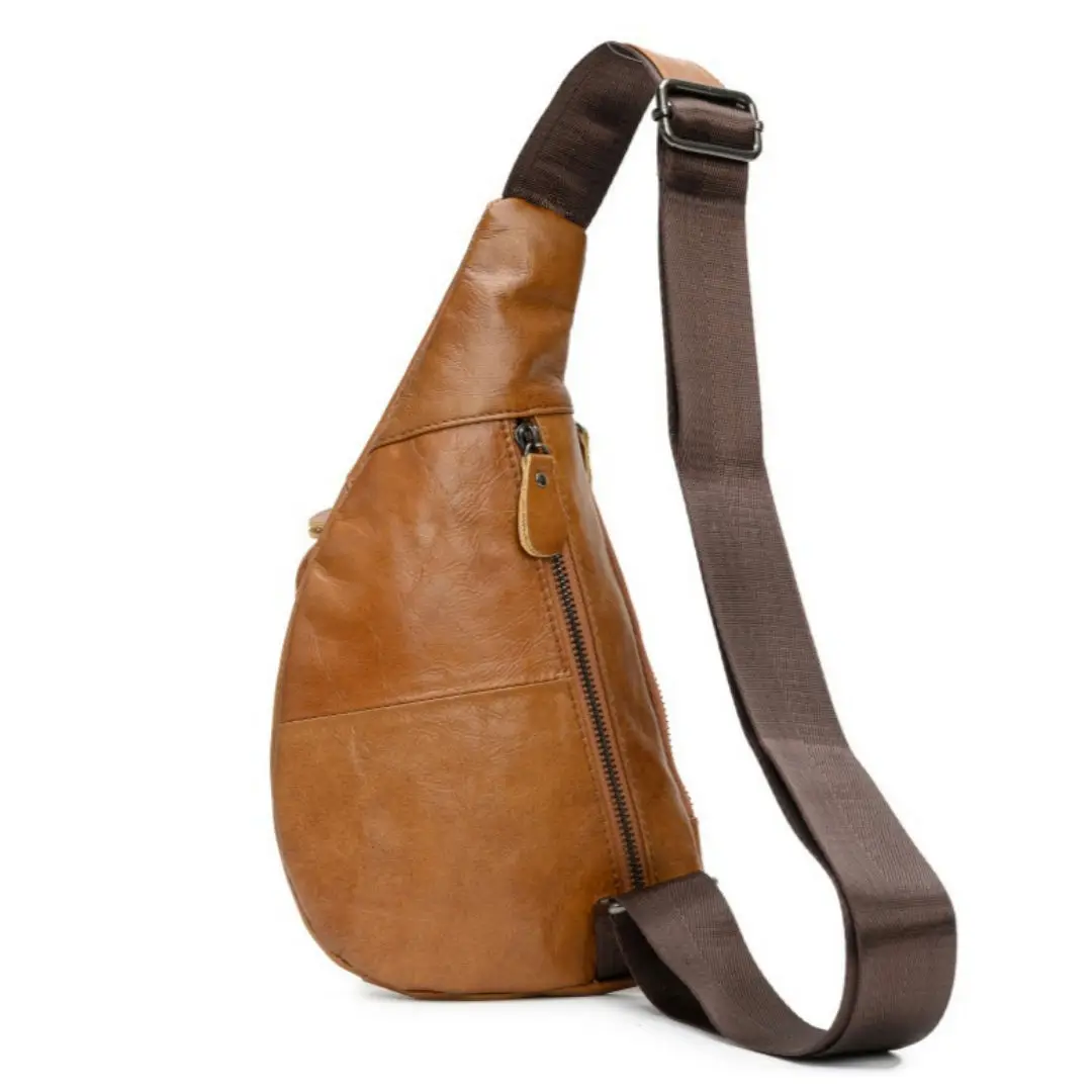 Sac de poitrine en cuir véritable pour homme, petit sac à bandoulière, sangle unique, sacs de messager initiés par le mari, sac à main extérieur, voyage