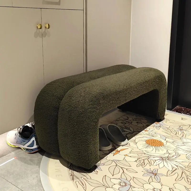 Modern Velvet Simple Home Shoes Stool Bedroom Entry Living Room Leisure Bench