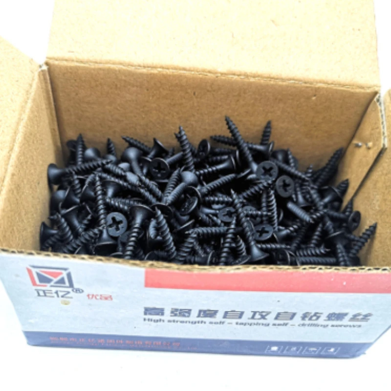 สกรูยึดผนังแบบฟอสเฟตสีดำ, สกรูยึดผนังความแข็งแรงสูง, สกรูยึดผนังแบบเจาะเกลียวในตัว และสกรูยึดแบบหัวแบน