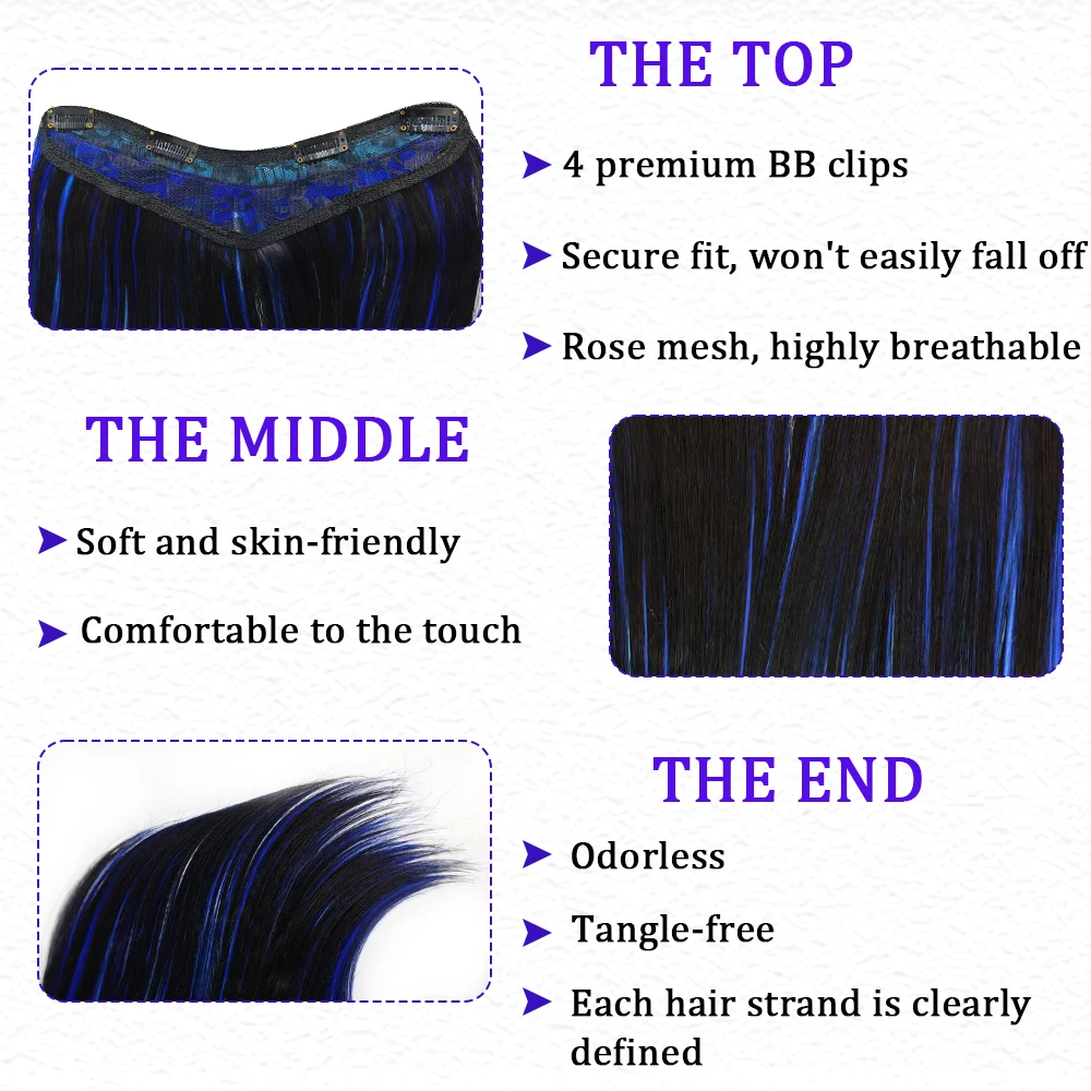 18inch V-shaped clip in hair extension, layered,  hair extension, adds volume.made of synthetic fiber,for women